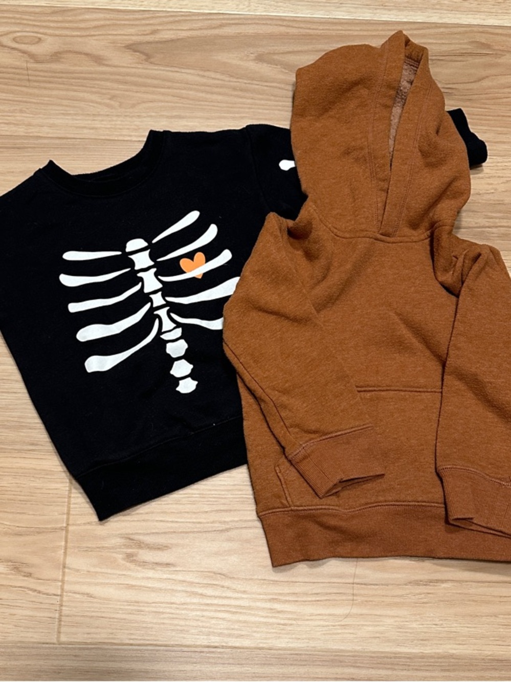 jumping beans Black Skeleton Sweatshirt & Rust Hoodie Set